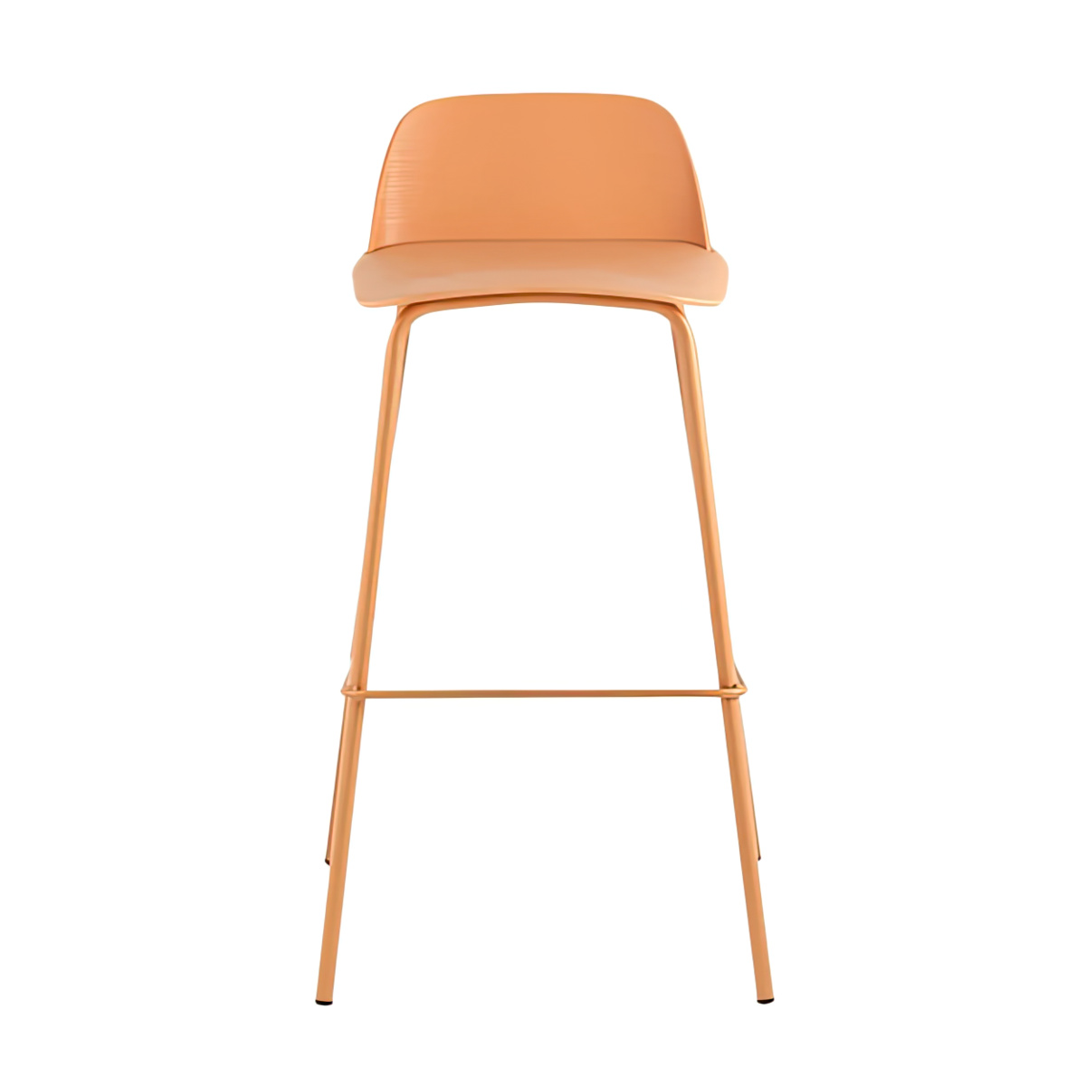 Durable Bar Stool: Metal Base & Ginger Yellow Polypropylene Seat - Café & Kitchen Use