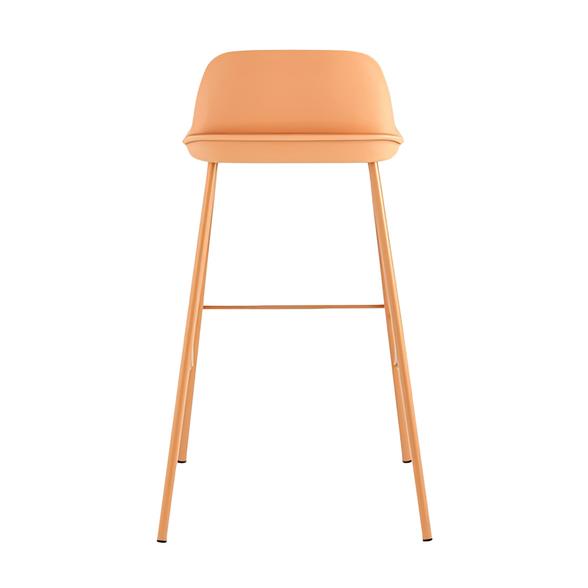 Durable Bar Stool: Metal Base & Ginger Yellow Polypropylene Seat - Café & Kitchen Use