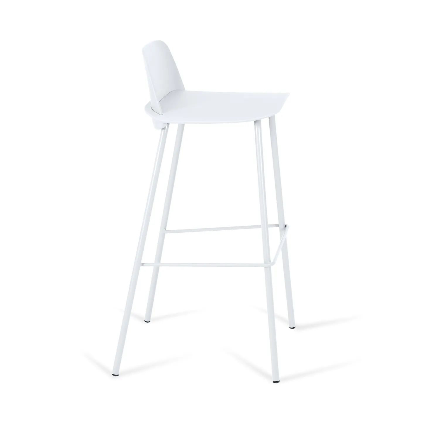 White Polypropylene Seat Bar Stool | Sturdy Metal Legs | Modern Design