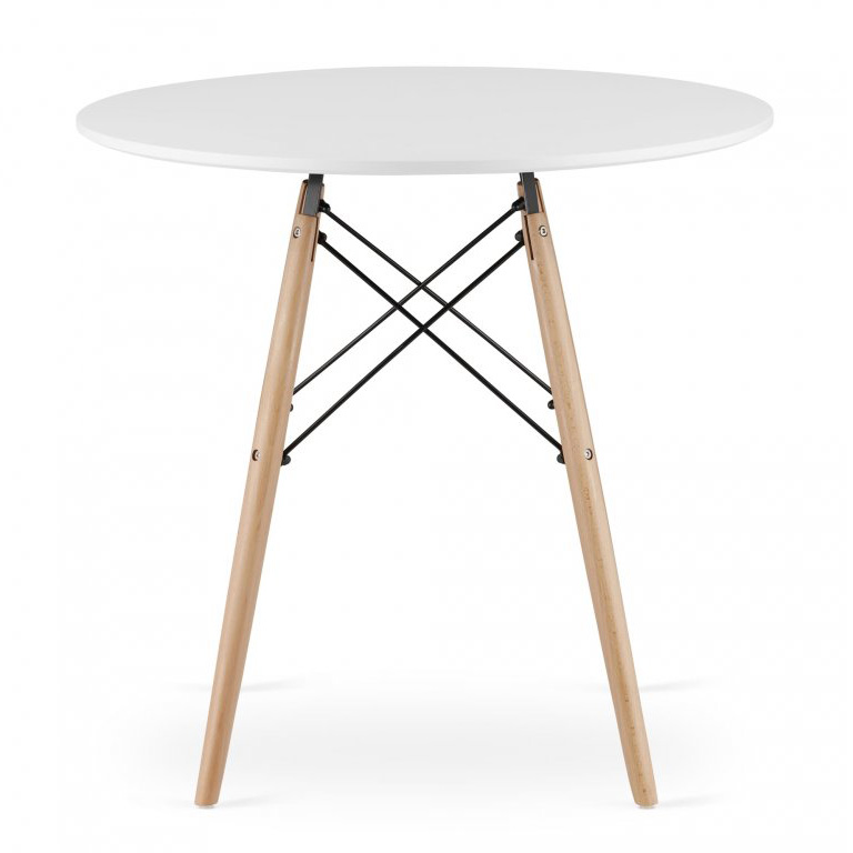 White MDF Dining Table With Four Wood Feet-PP Chair