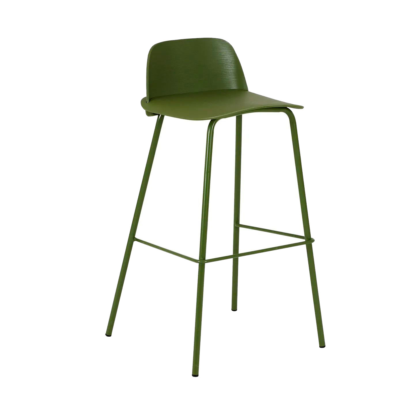 Green Polypropylene Bar Stool with Metal Base