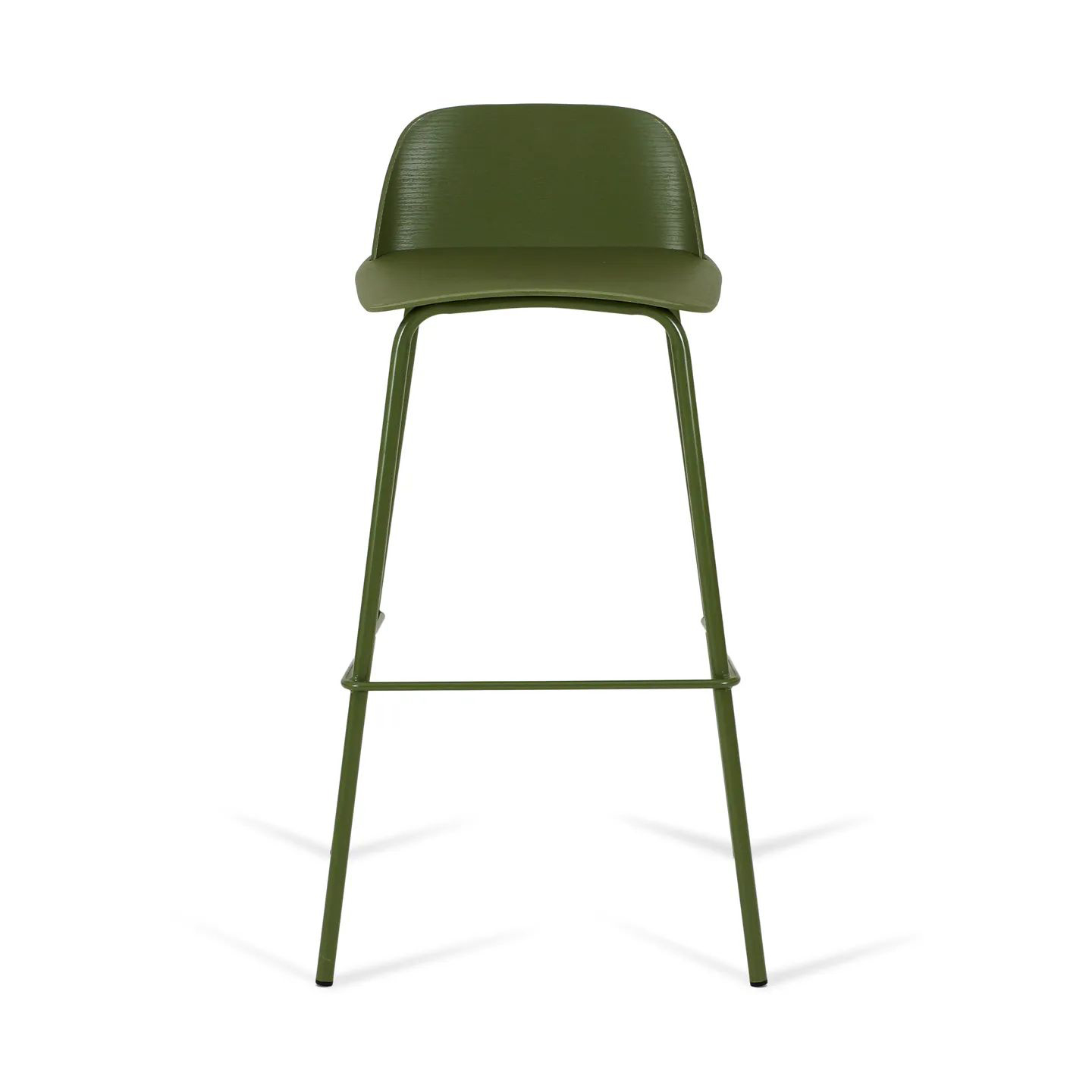 Green Polypropylene Bar Stool with Metal Base