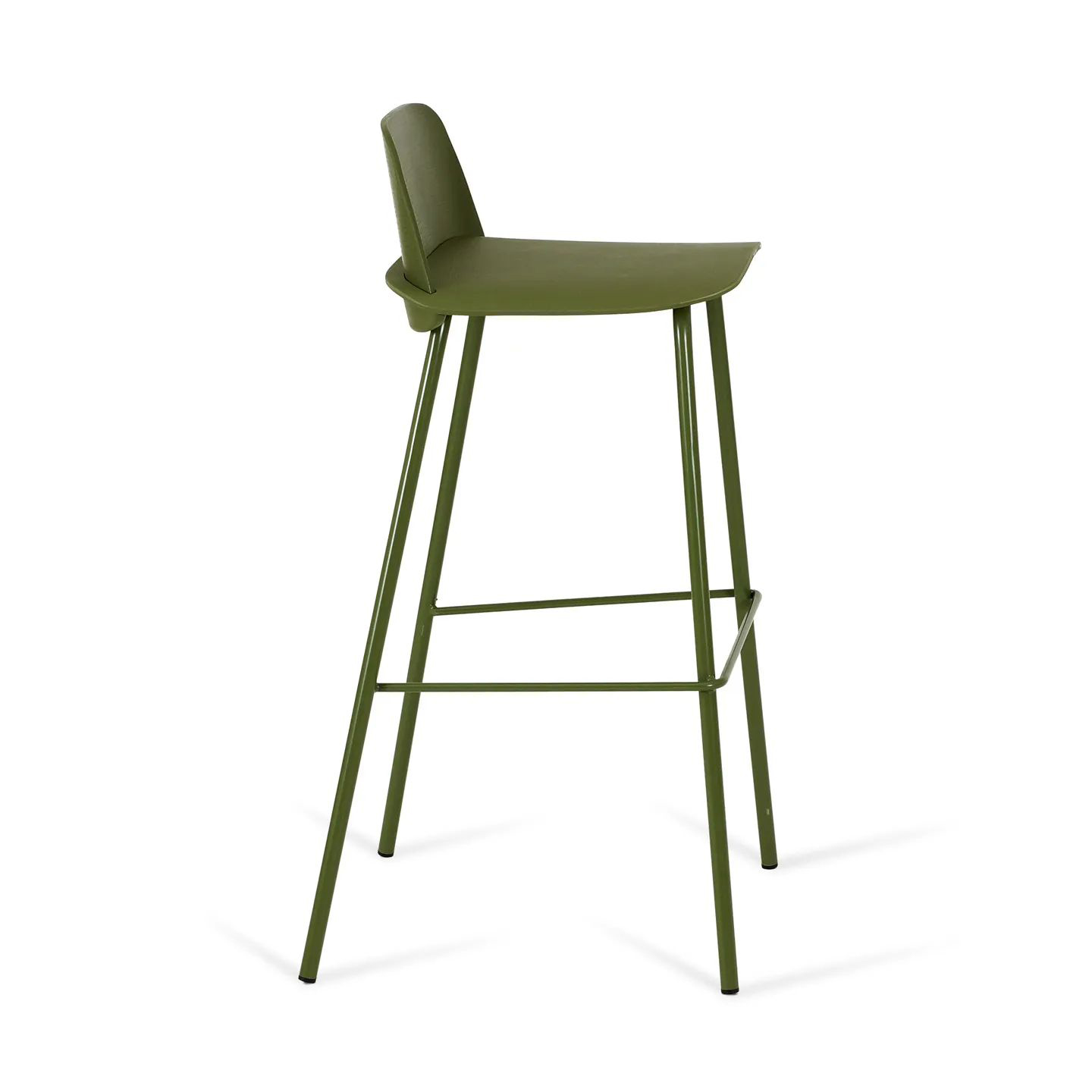 Green Polypropylene Bar Stool with Metal Base