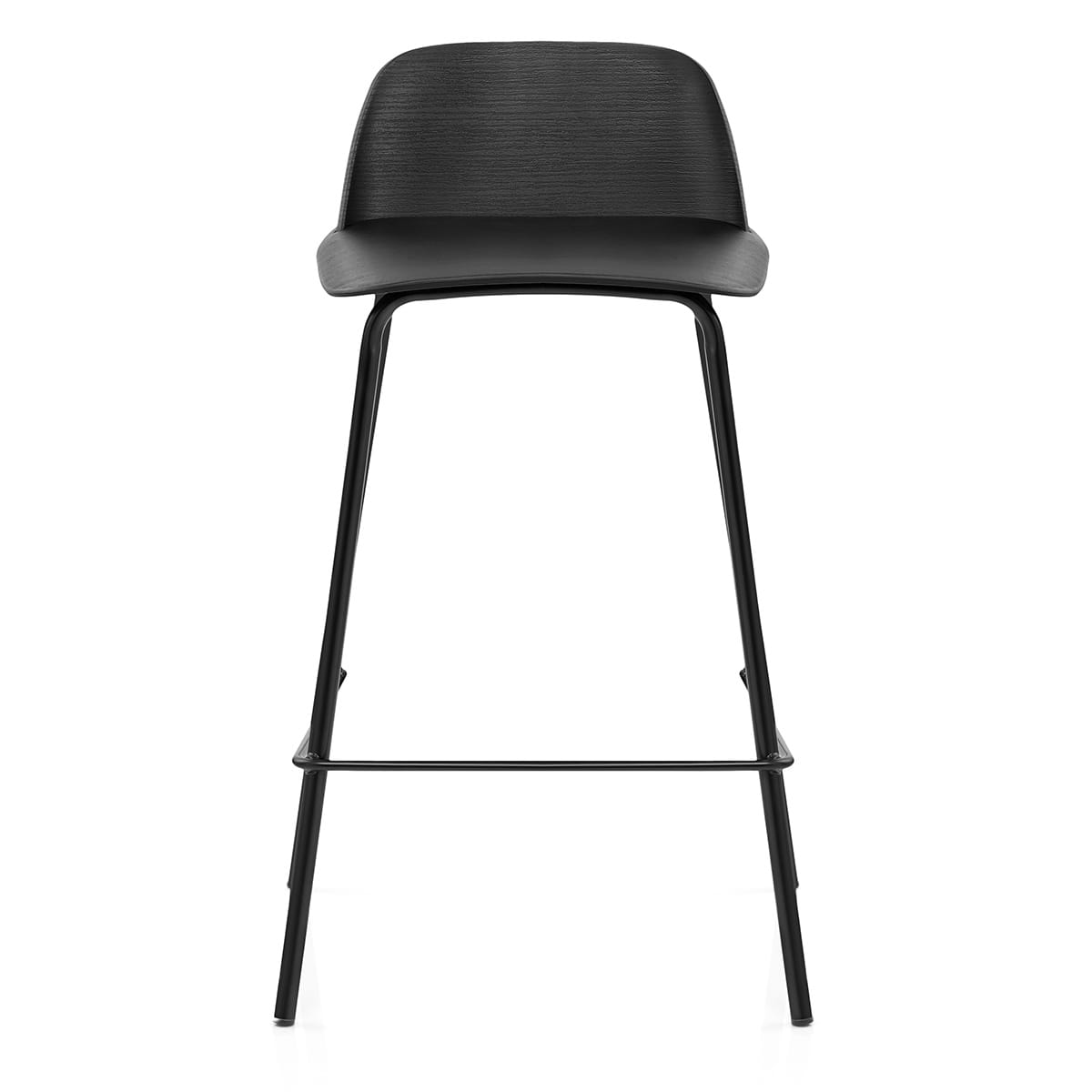 Black Polypropylene Bar Stool with Metal Base