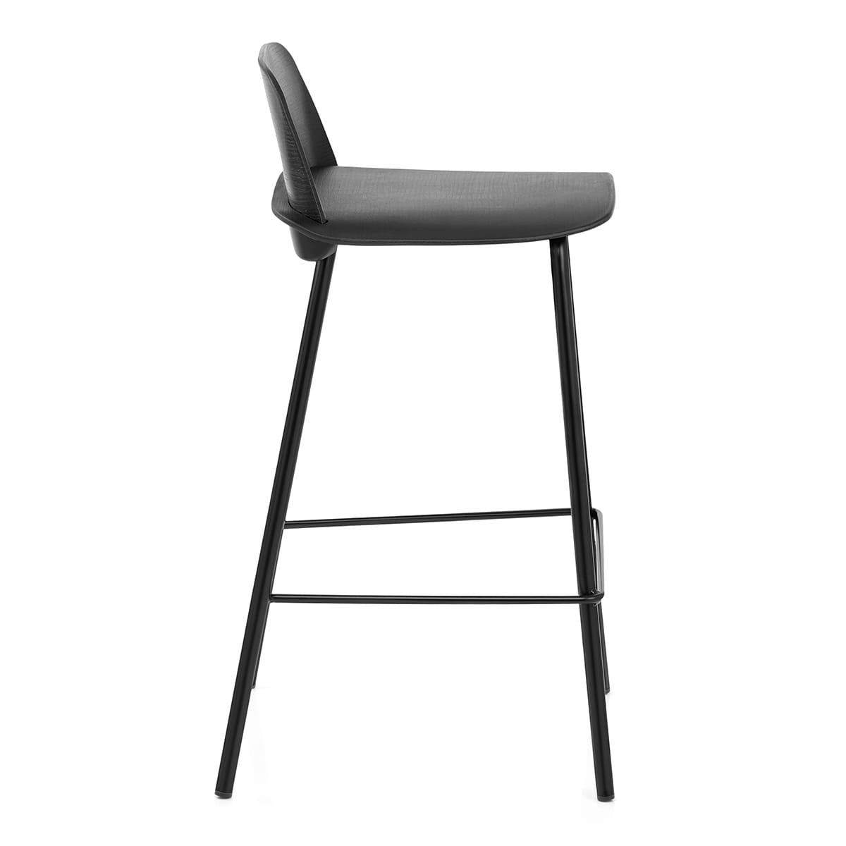 Black Polypropylene Bar Stool with Metal Base