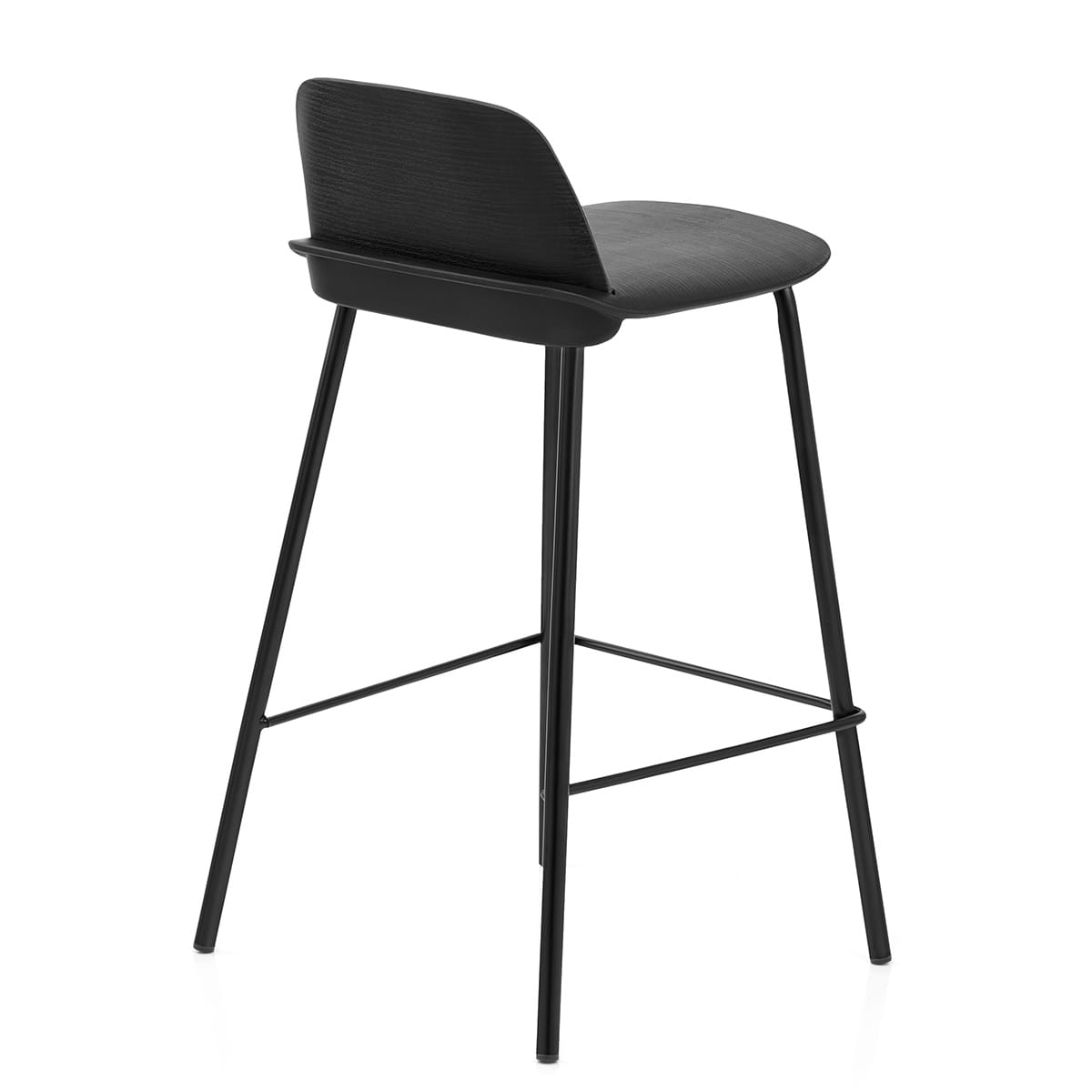 Black Polypropylene Bar Stool with Metal Base