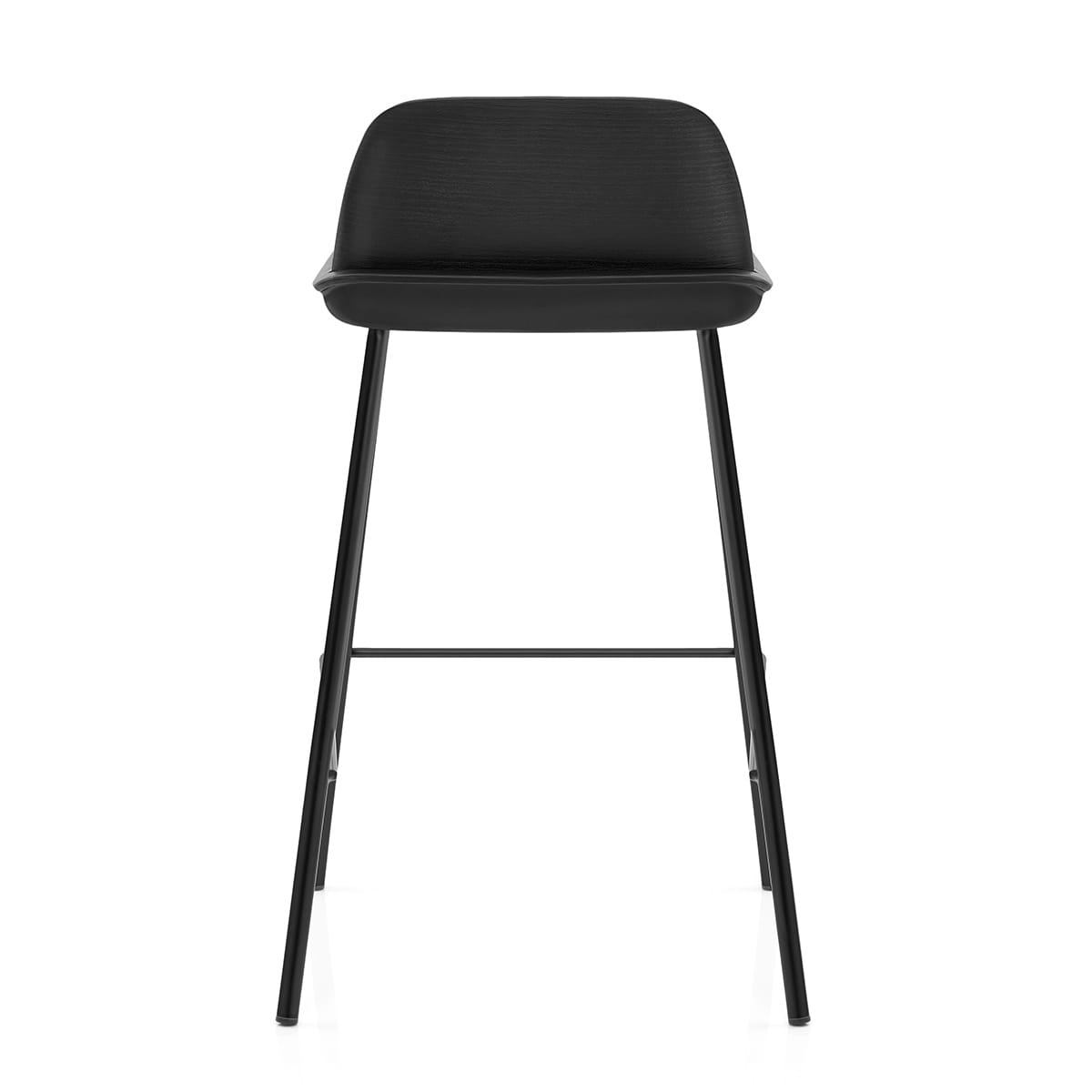 Black Polypropylene Bar Stool with Metal Base