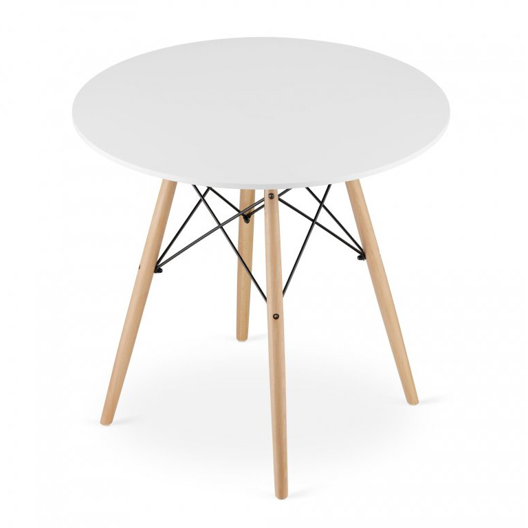 White MDF Dining Table With Four Wood Feet-PP Chair