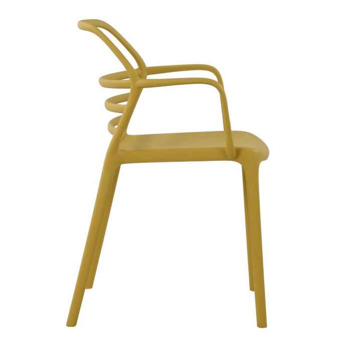 Mustard Polypropylene Chair With Armrests
