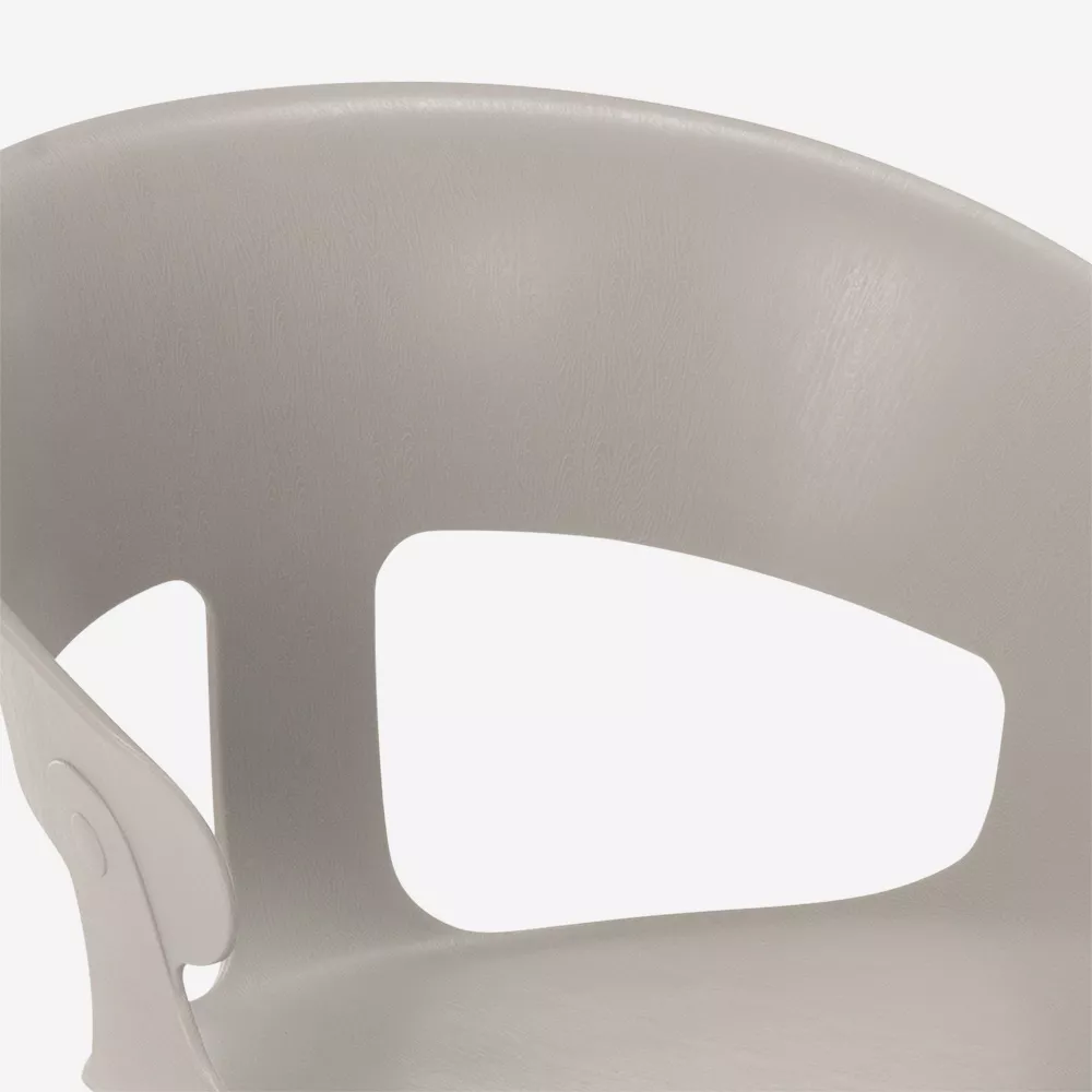 Warm Grey Plastic Armchair With Metal Legs-PP Chair