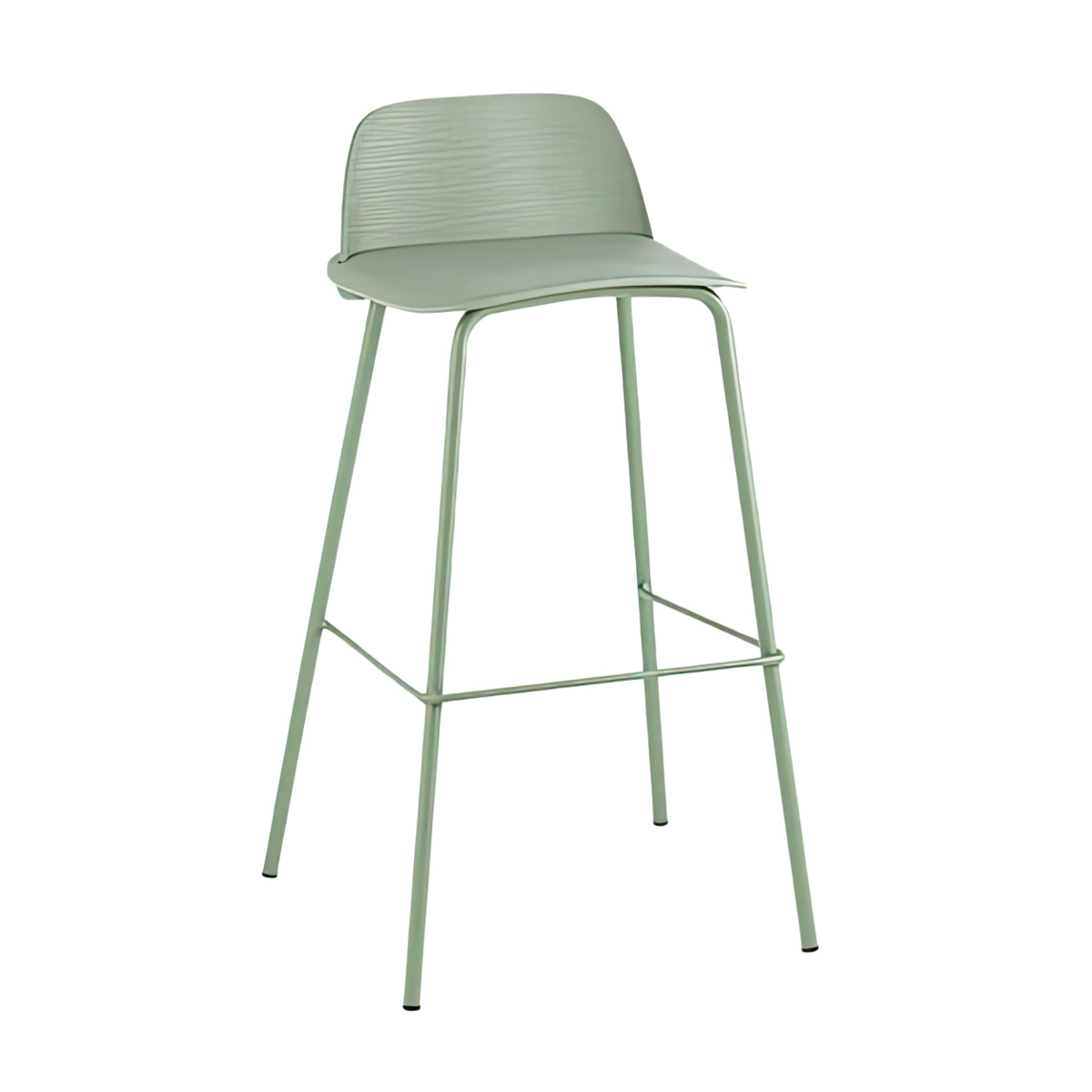 Green Bar Stool with Metal Base - Polypropylene Seat Counter Stool