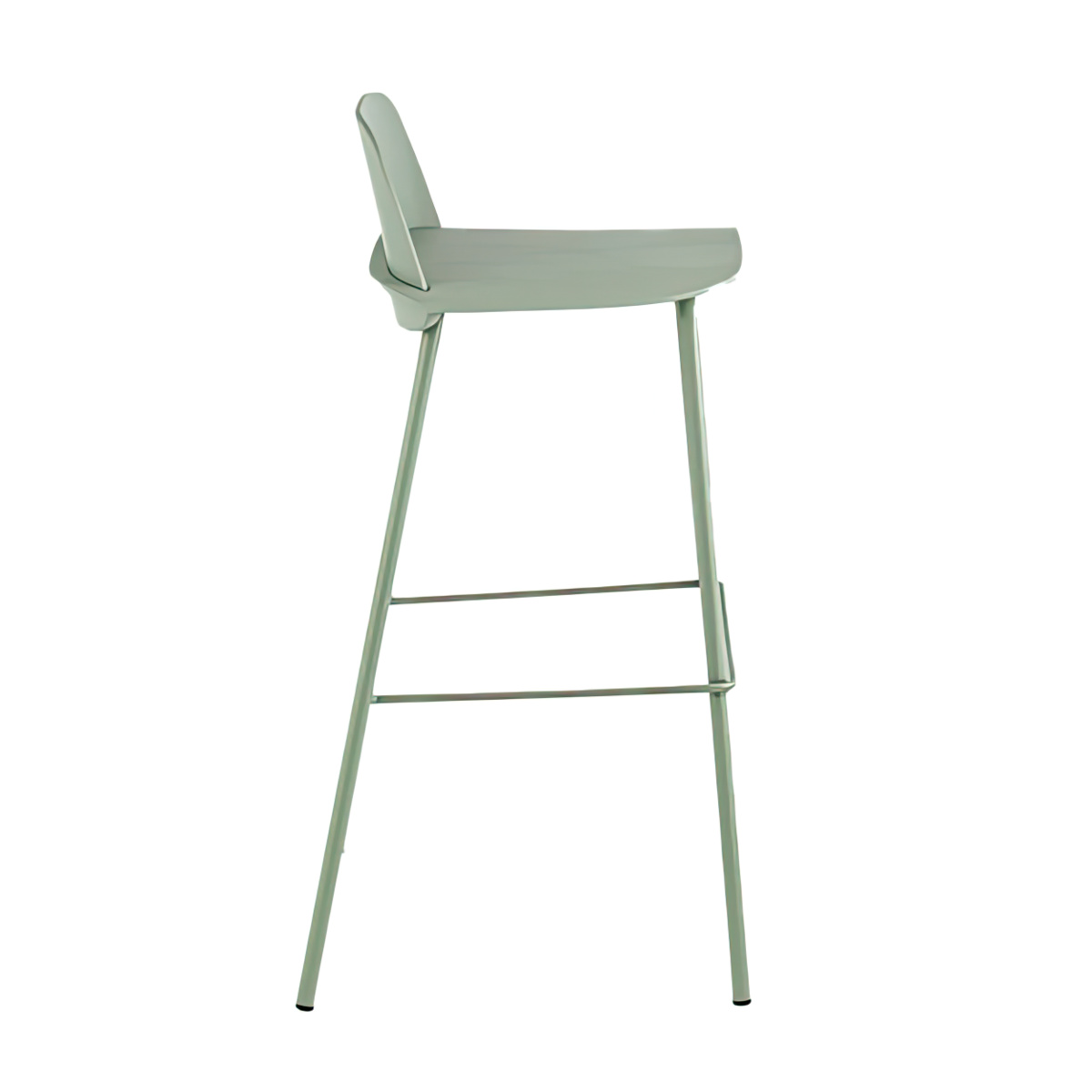 Green Bar Stool with Metal Base - Polypropylene Seat Counter Stool