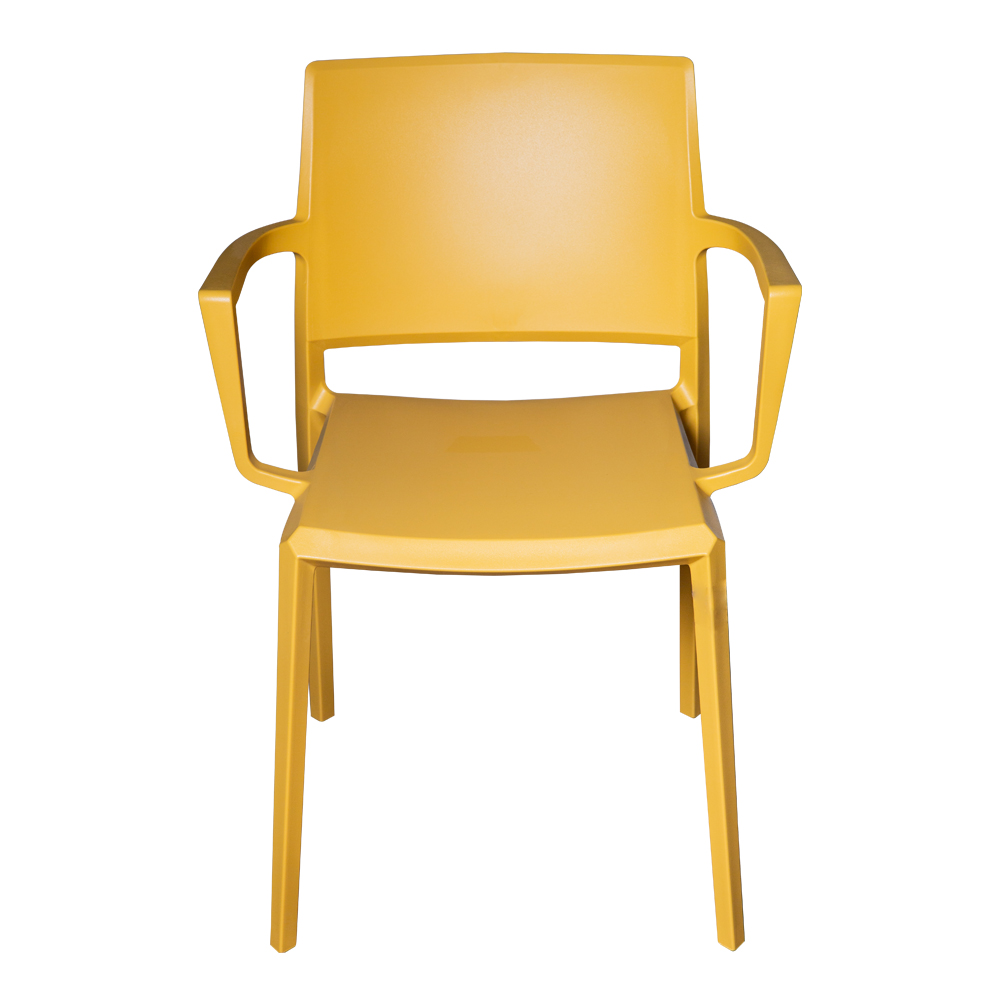 Modern Polypropylene Armchair – Stackable Plastic Dining Chair with Armrests