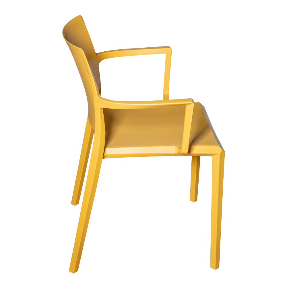 Modern Polypropylene Armchair – Stackable Plastic Dining Chair with Armrests