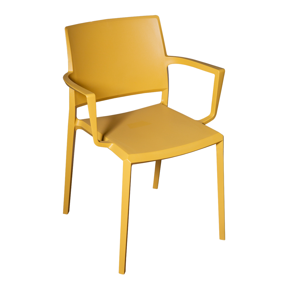 Modern Polypropylene Armchair – Stackable Plastic Dining Chair with Armrests