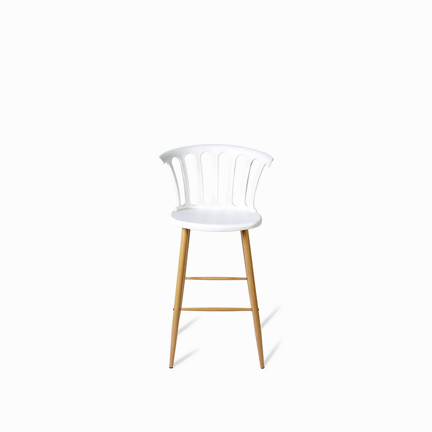 White Plastic Bar Stool With Footrest-PP Chair