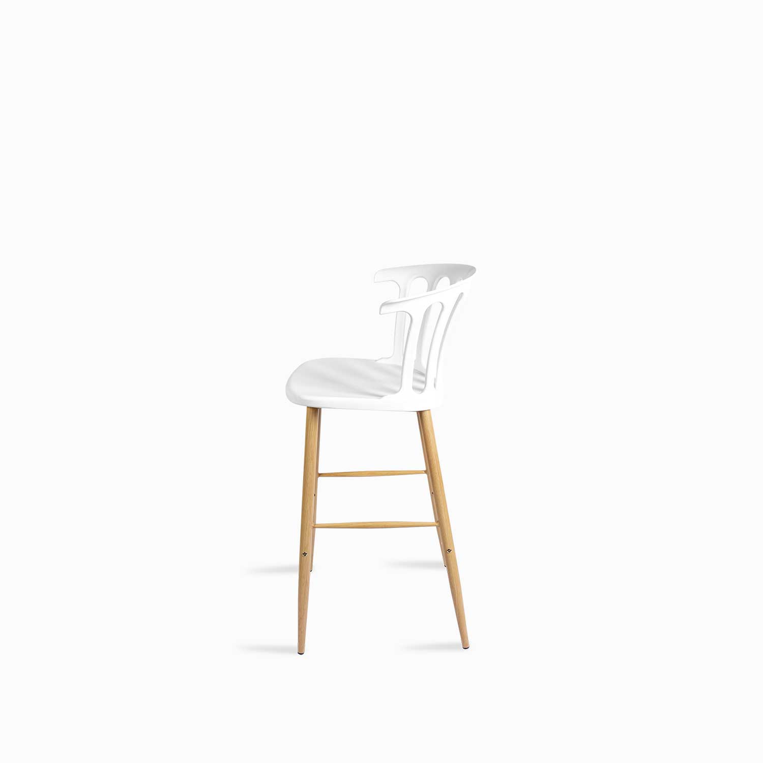 White Plastic Bar Stool With Footrest-PP Chair