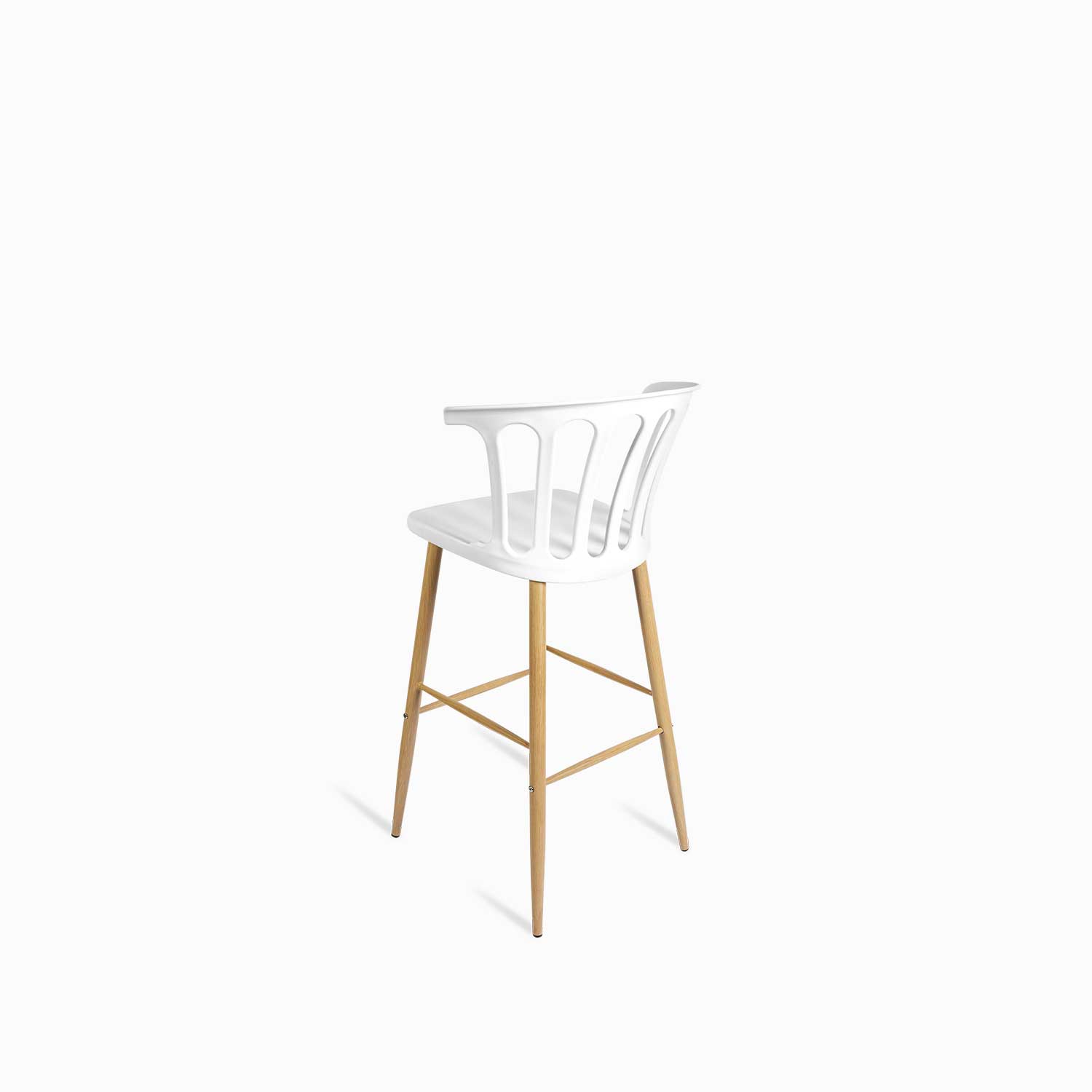 White Plastic Bar Stool With Footrest-PP Chair