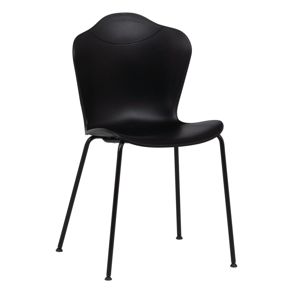 Black Cozy Plastic Cafe Chair With Metal Feet-PP Chair