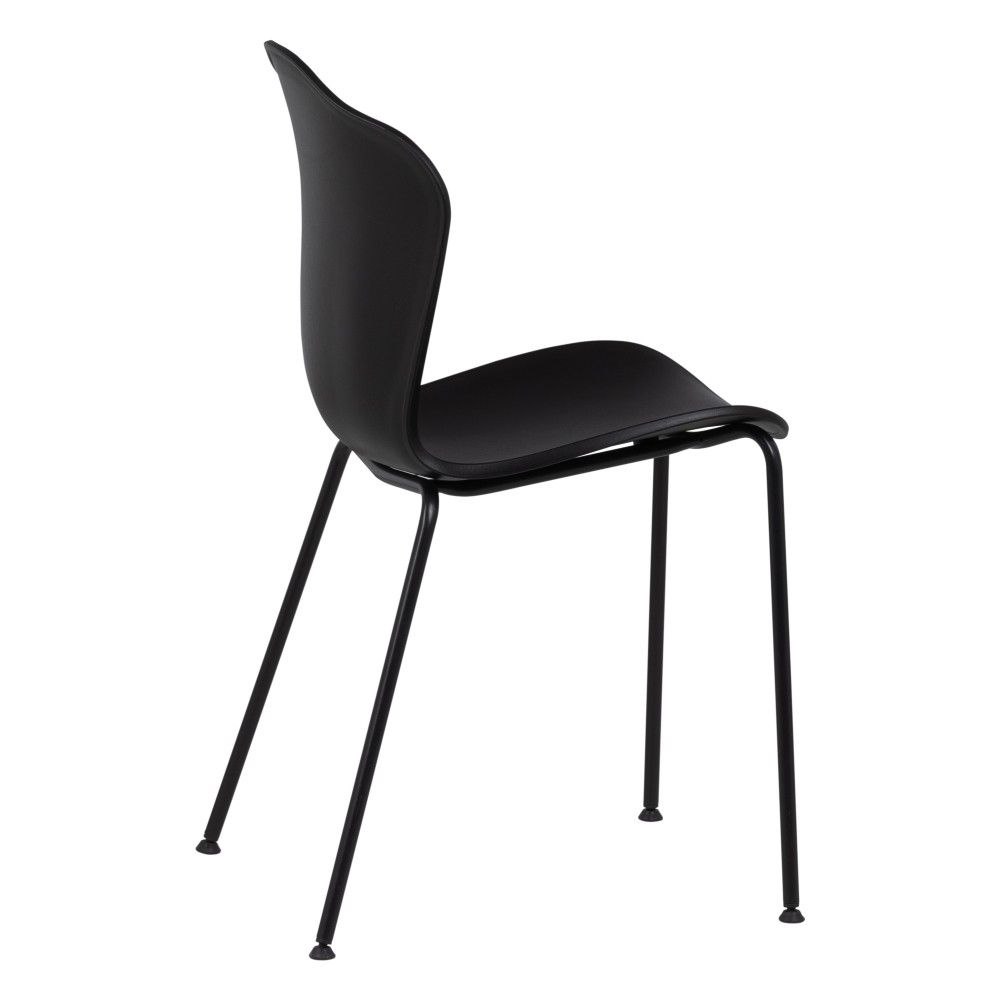 Black Cozy Plastic Cafe Chair With Metal Feet-PP Chair