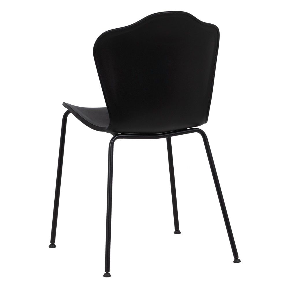 Black Cozy Plastic Cafe Chair With Metal Feet-PP Chair