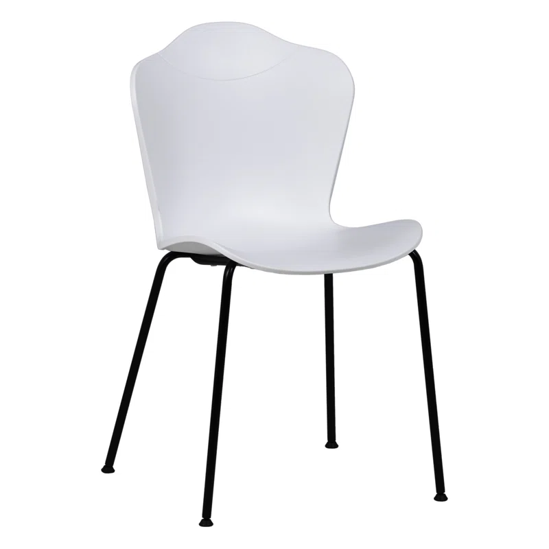 White Cozy Plastic Cafe Chair With Metal Feet-PP Chair
