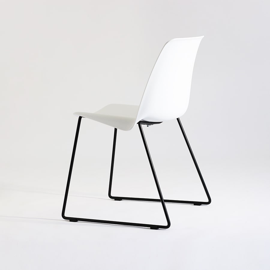 White Plastic Chair With Metal Base