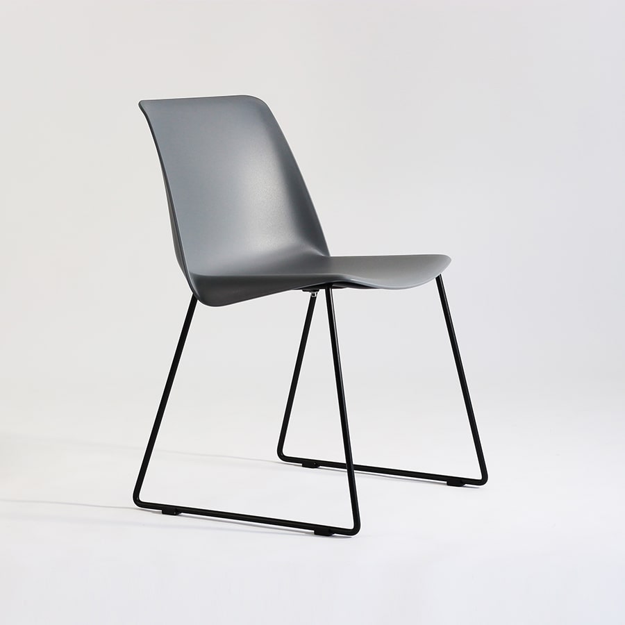 Grey Plastic Chair With Metal Base