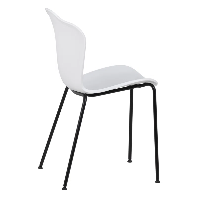 White Cozy Plastic Cafe Chair With Metal Feet-PP Chair