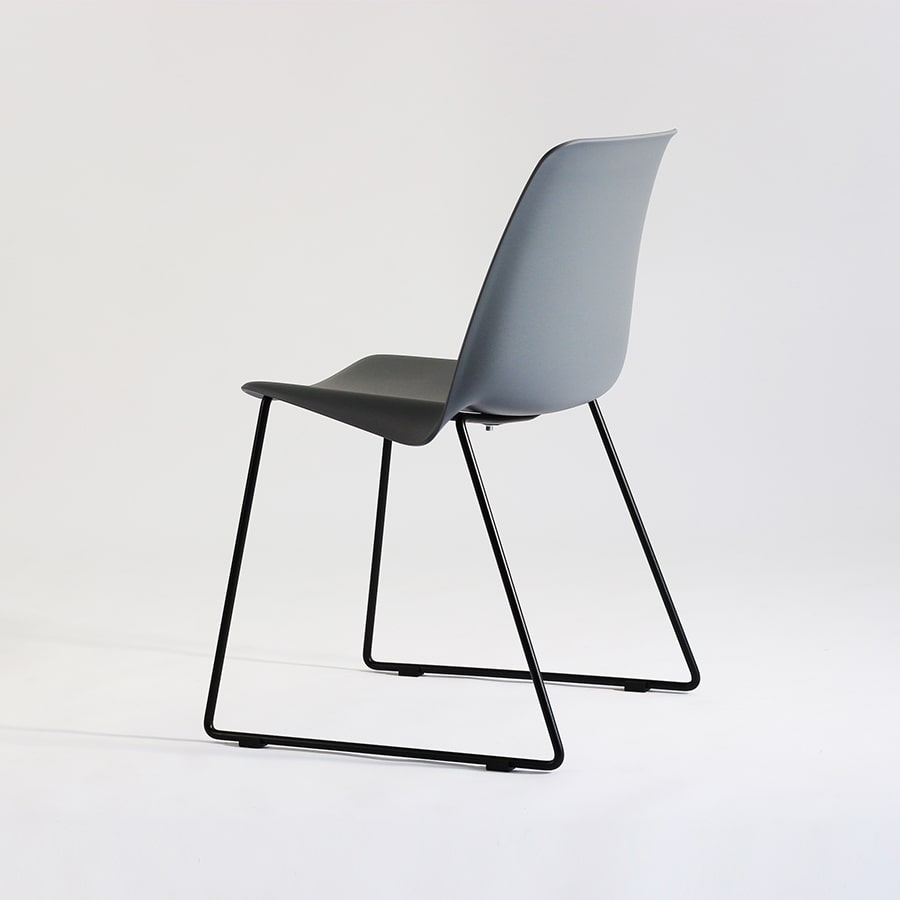 Grey Plastic Chair With Metal Base