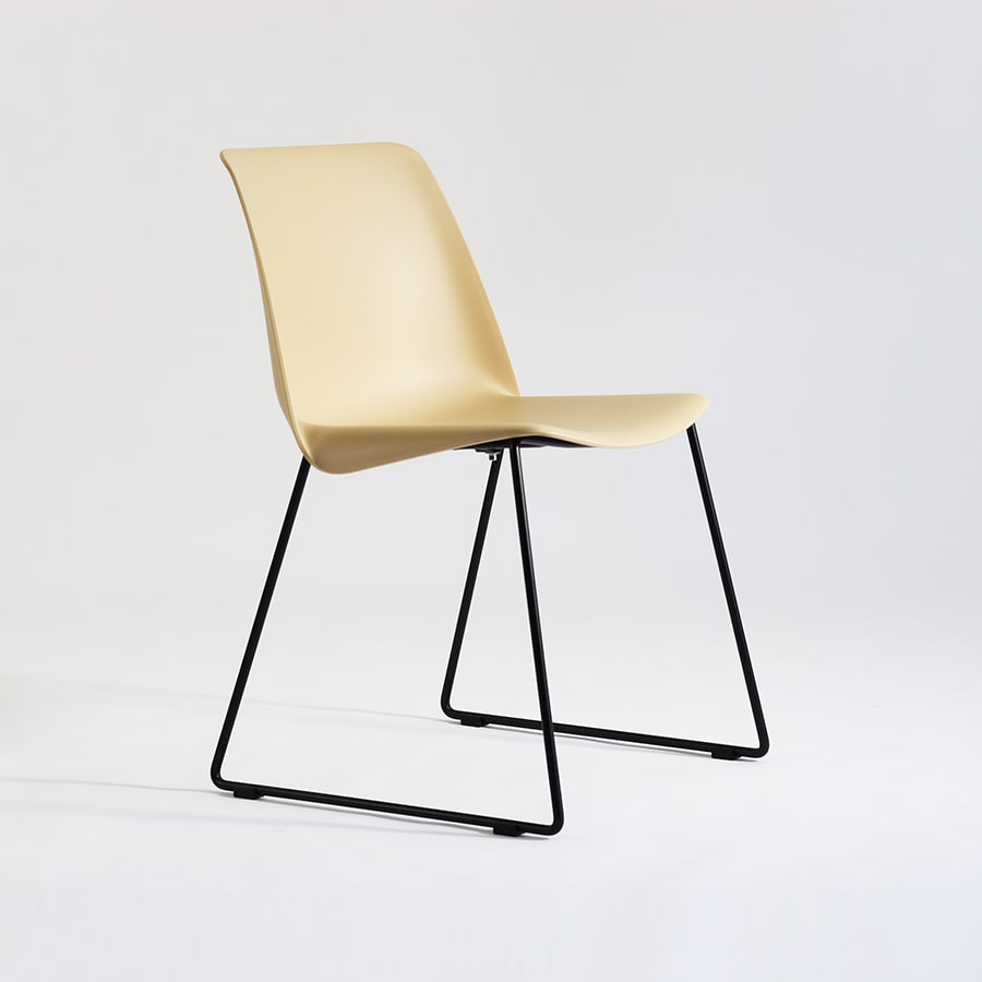 Taupe Plastic Chair With Metal Base