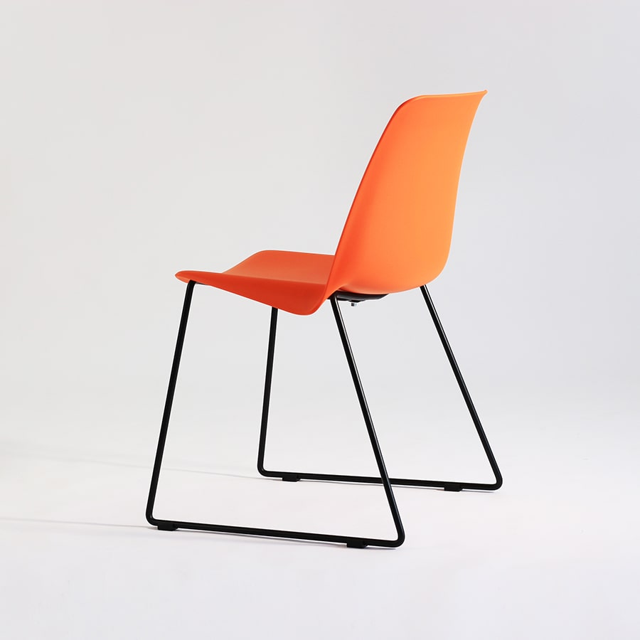 Orange Plastic Chair With Metal Base
