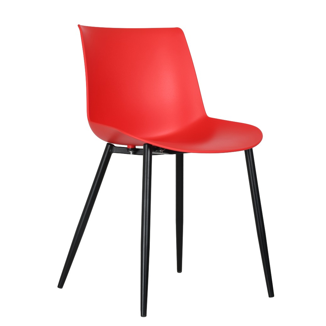 Red Plastic Chair With Metal Legs