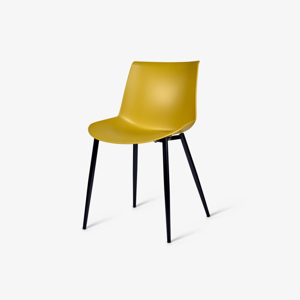 Mustard Plastic Chair With Metal Legs