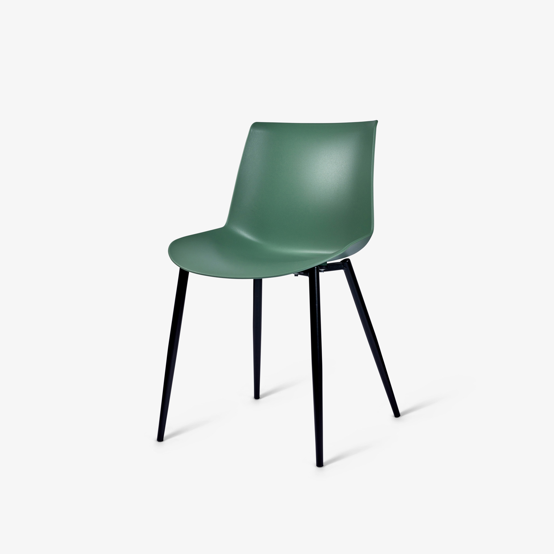 Deep Green Plastic Chair With Metal Legs