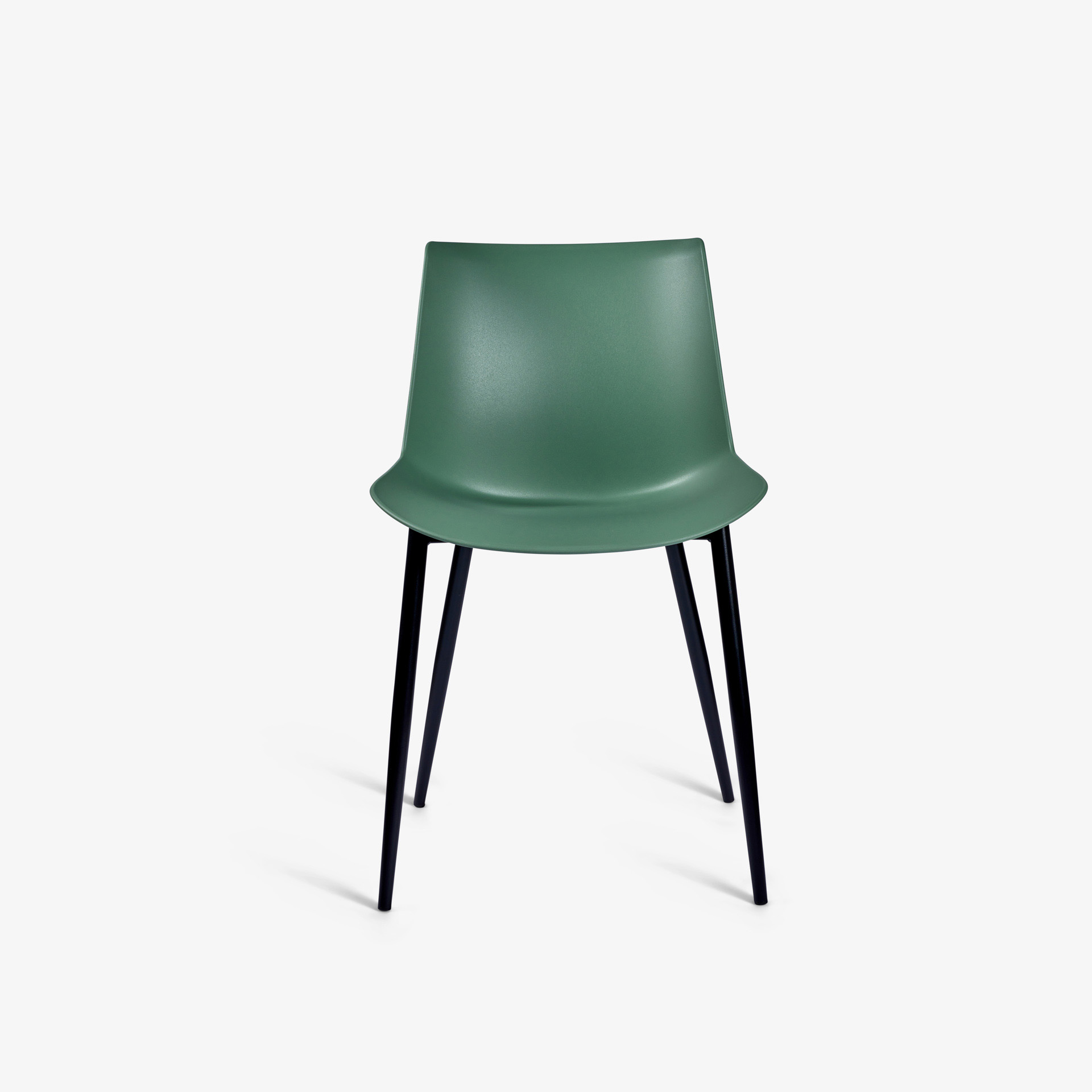 Deep Green Plastic Chair With Metal Legs