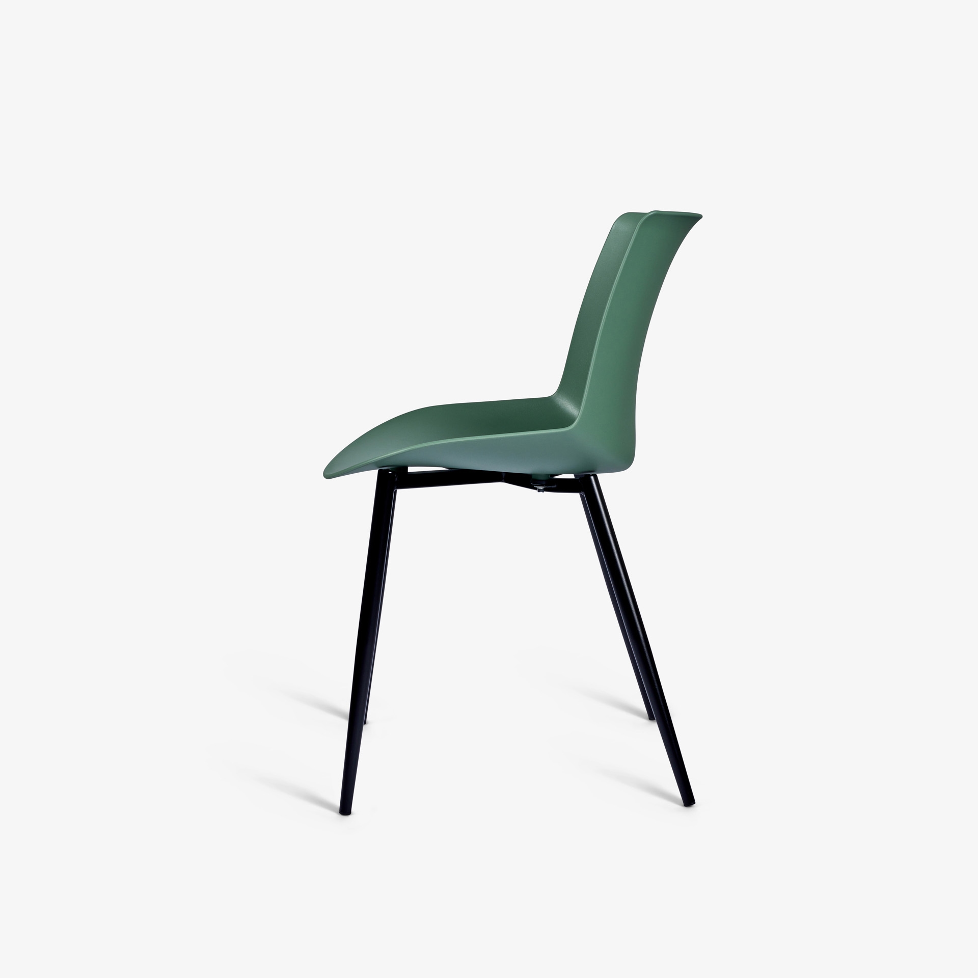 Deep Green Plastic Chair With Metal Legs