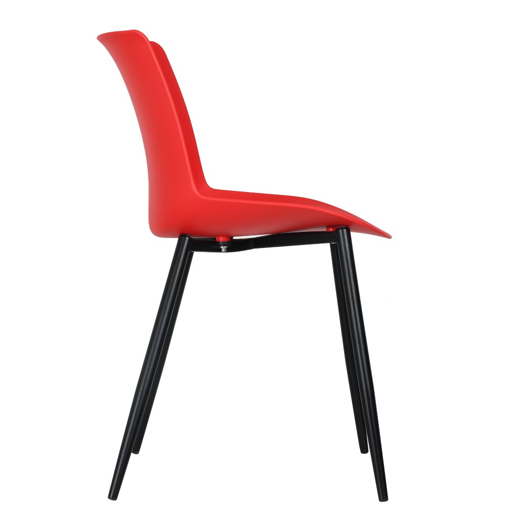 Red Plastic Chair With Metal Legs
