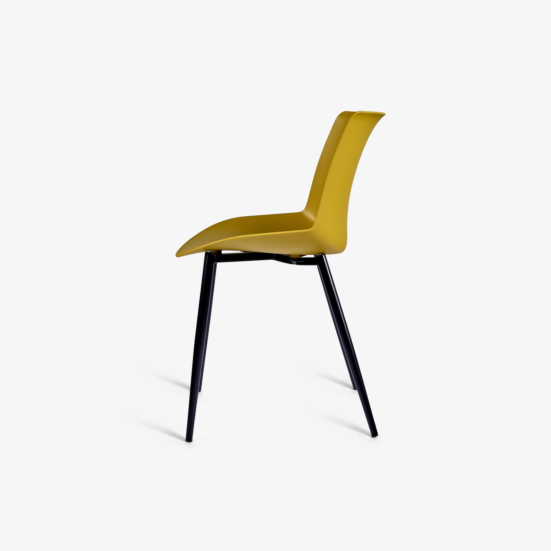 Mustard Plastic Chair With Metal Legs