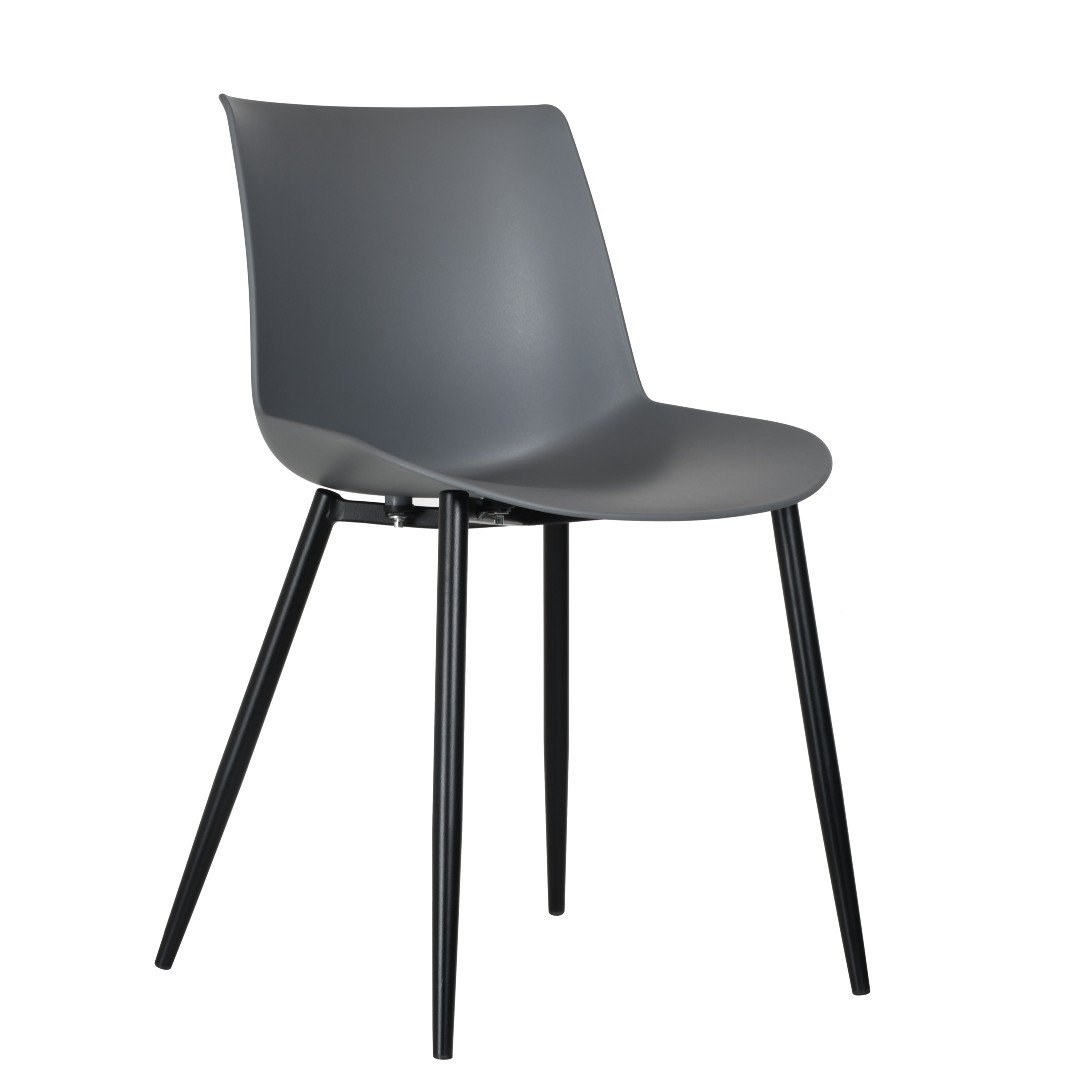 Dark Grey Plastic Chair With Metal Legs