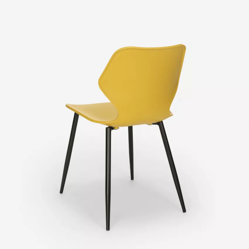Mustard Plastic Dining Chair With Metal Legs-PP Chair