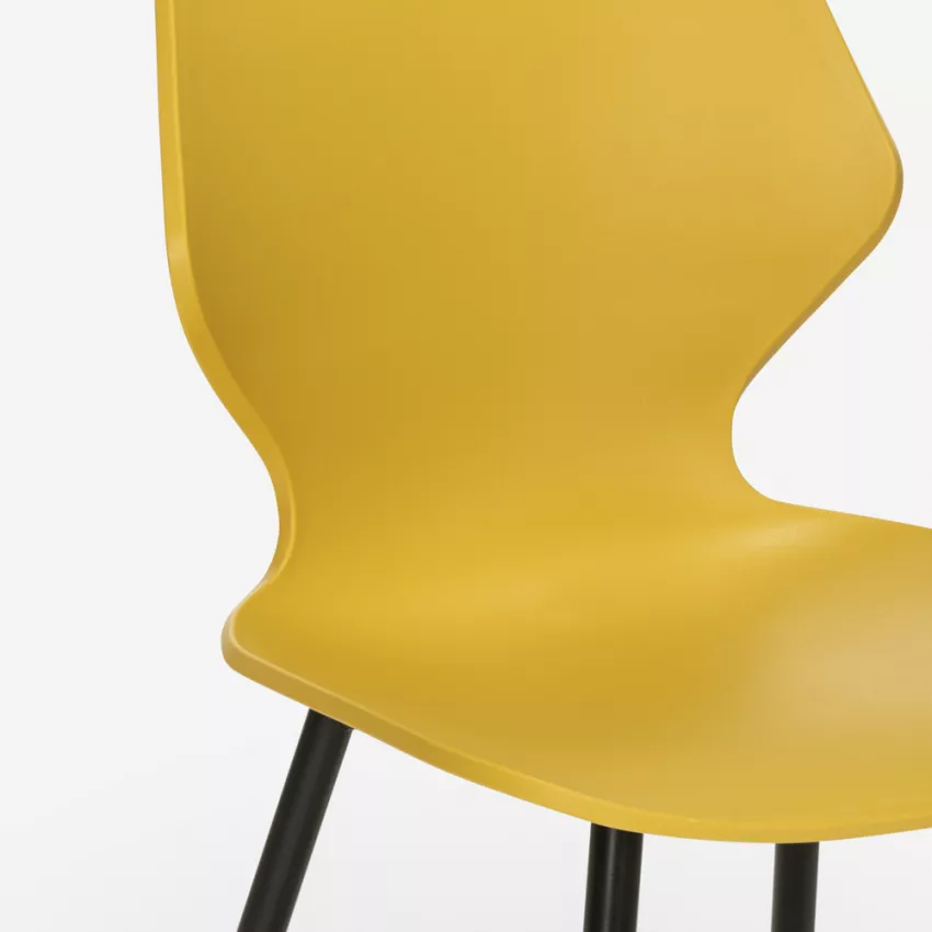 Mustard Plastic Dining Chair With Metal Legs-PP Chair