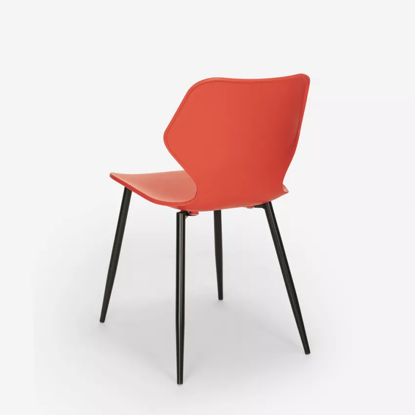 Red Plastic Dining Chair With Metal Legs-PP Chair