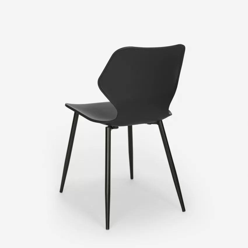 Black Plastic Dining Chair With Metal Legs-PP Chair