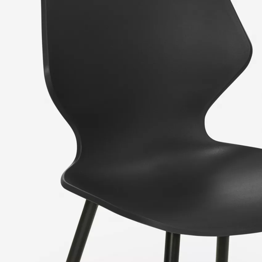 Black Plastic Dining Chair With Metal Legs-PP Chair