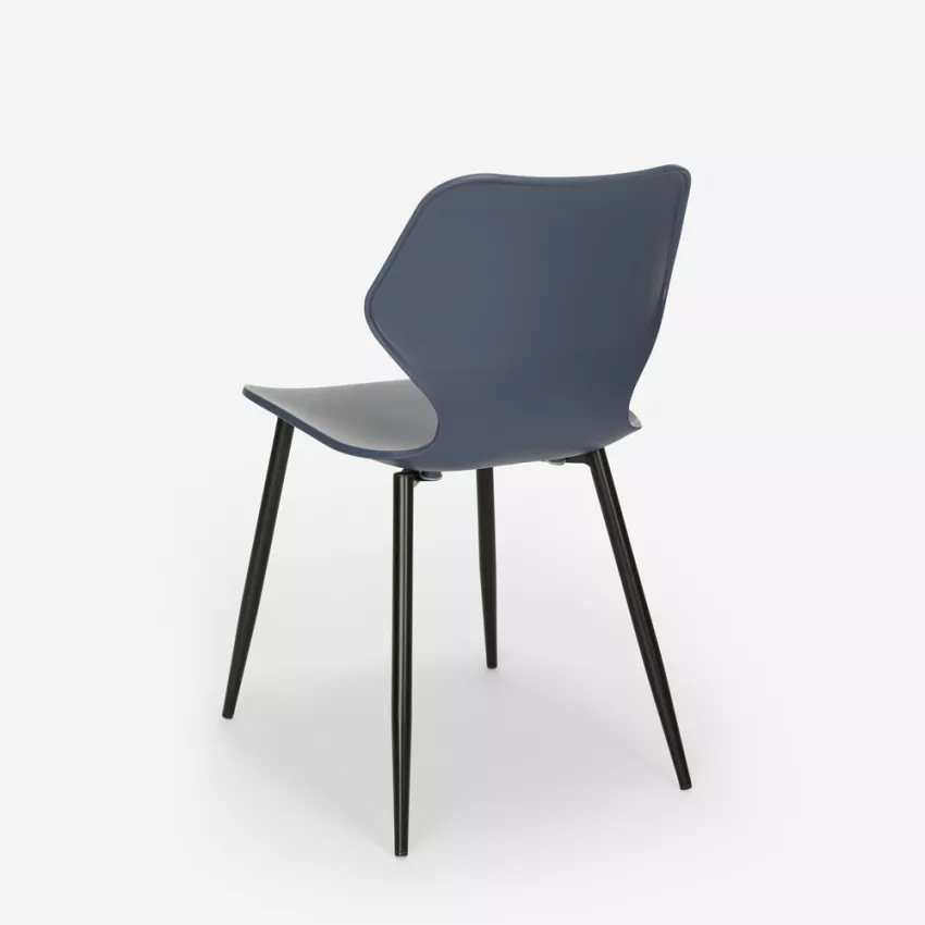Navy Blue Plastic Dining Chair With Metal Legs-PP Chair