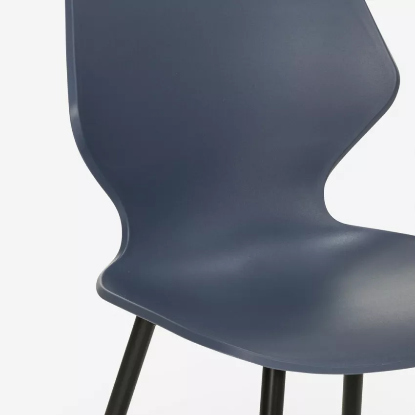 Navy Blue Plastic Dining Chair With Metal Legs-PP Chair