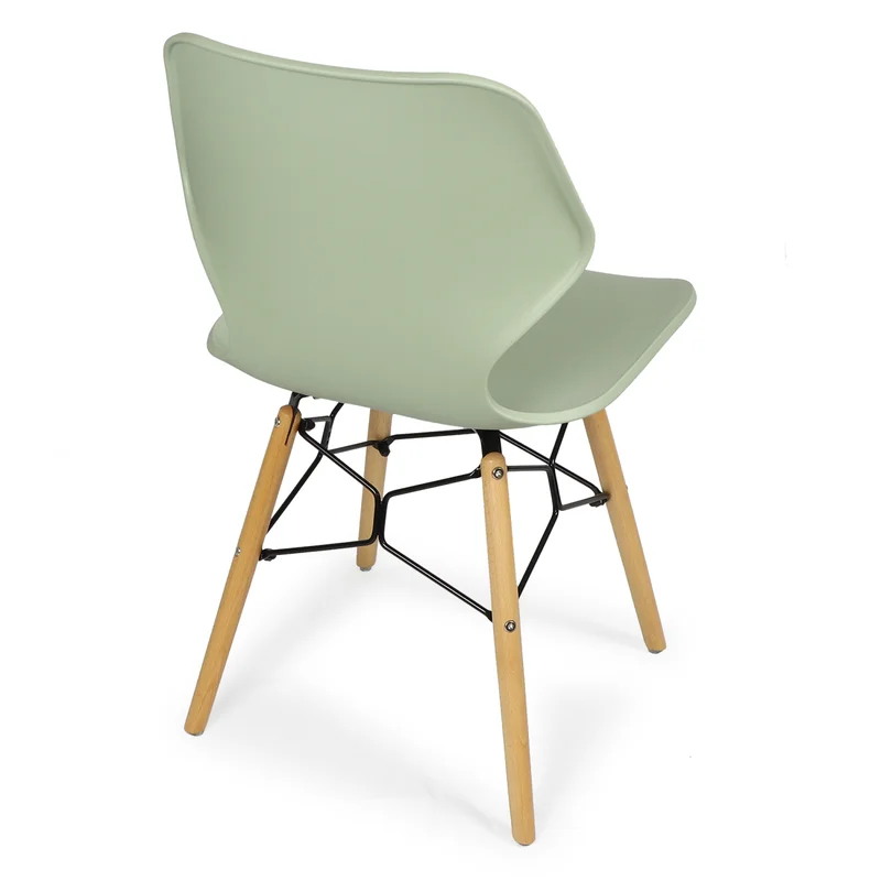 Mint Green Plastic Dining Chair With Wood Feet-PP Chair
