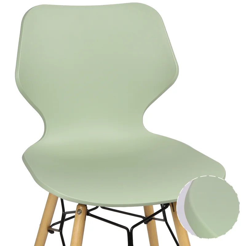 Mint Green Plastic Dining Chair With Wood Feet-PP Chair