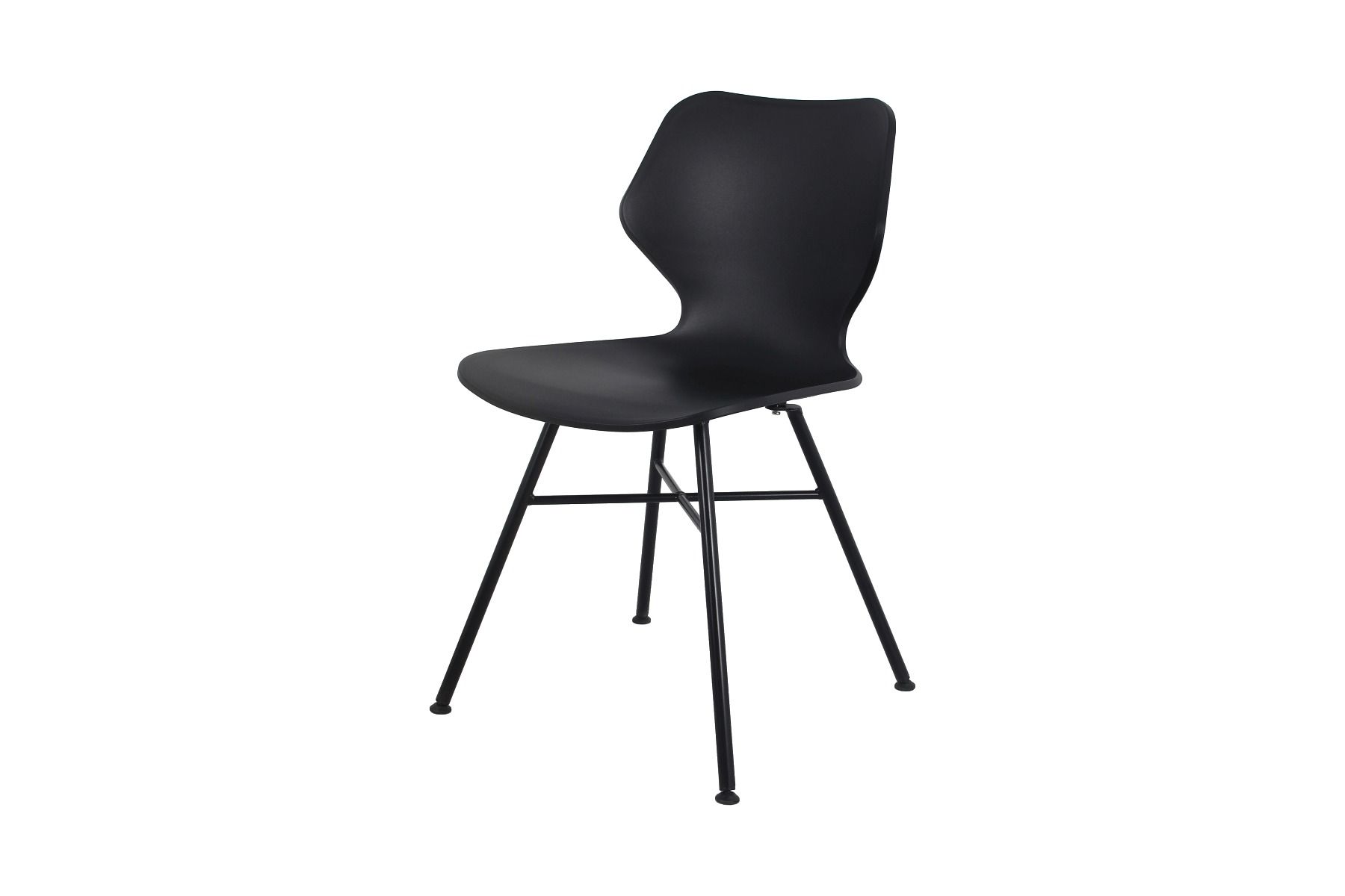 Black Plastic Chair With Cross Metal Feet-PP Chair